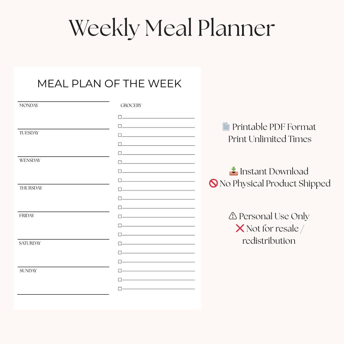 Weekly Meal Planner PDF