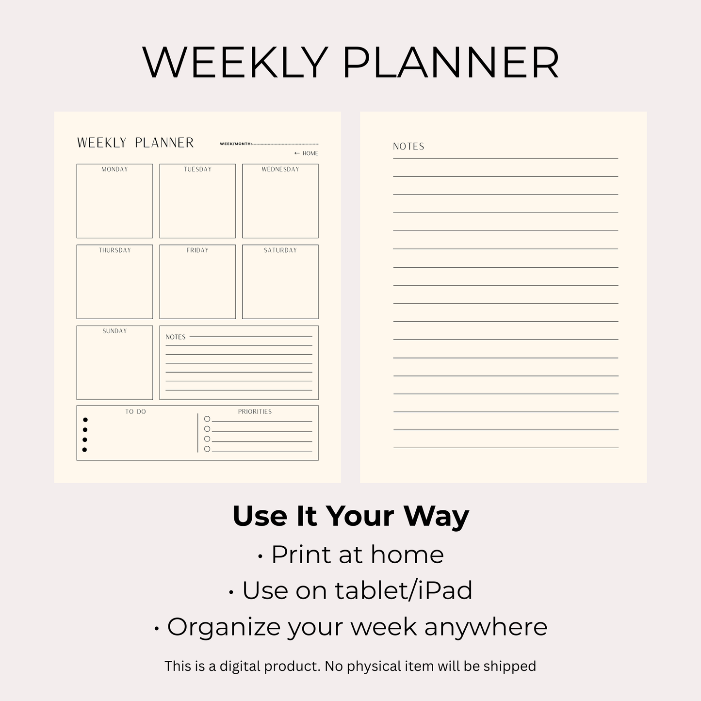 Minimalist Weekly Digital Planner