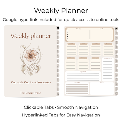 2026 Digital Planner — Yearly, Monthly & Weekly