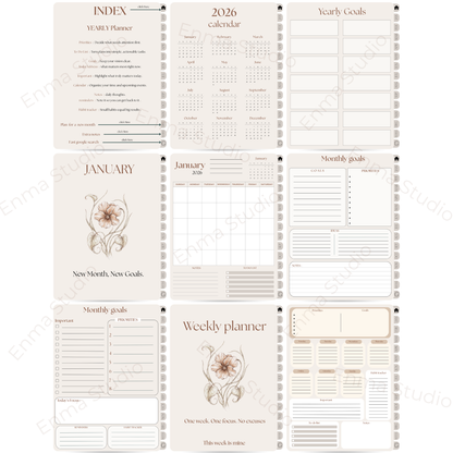 2026 Digital Planner — Yearly, Monthly & Weekly