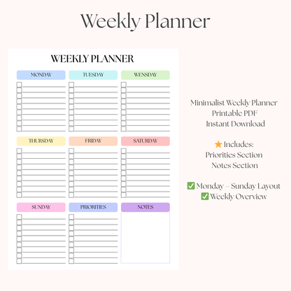 Minimalist Weekly Planner PDF