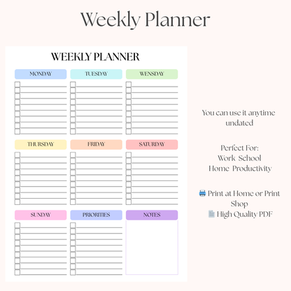Minimalist Weekly Planner PDF