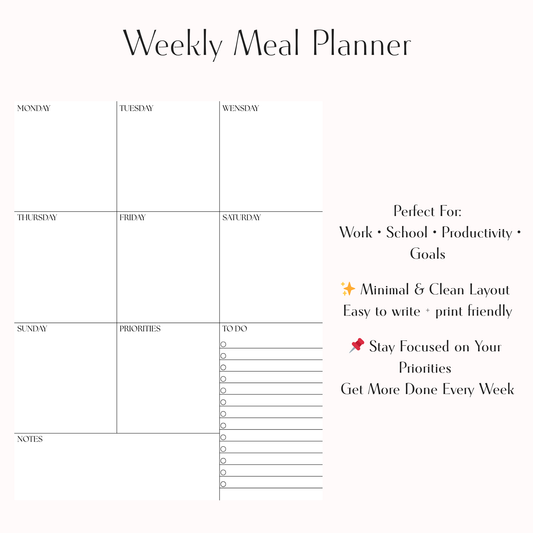 Ultimate Minimal Weekly Planner Printable PDF | Weekly Schedule + To-Do List + Priorities + Notes | Undated Planner Template | Instant Download