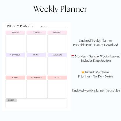 Weekly Planner PDF — Printable