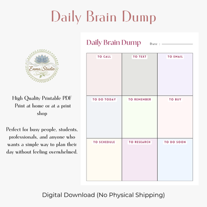 Daily Brain Dump Planner PDF