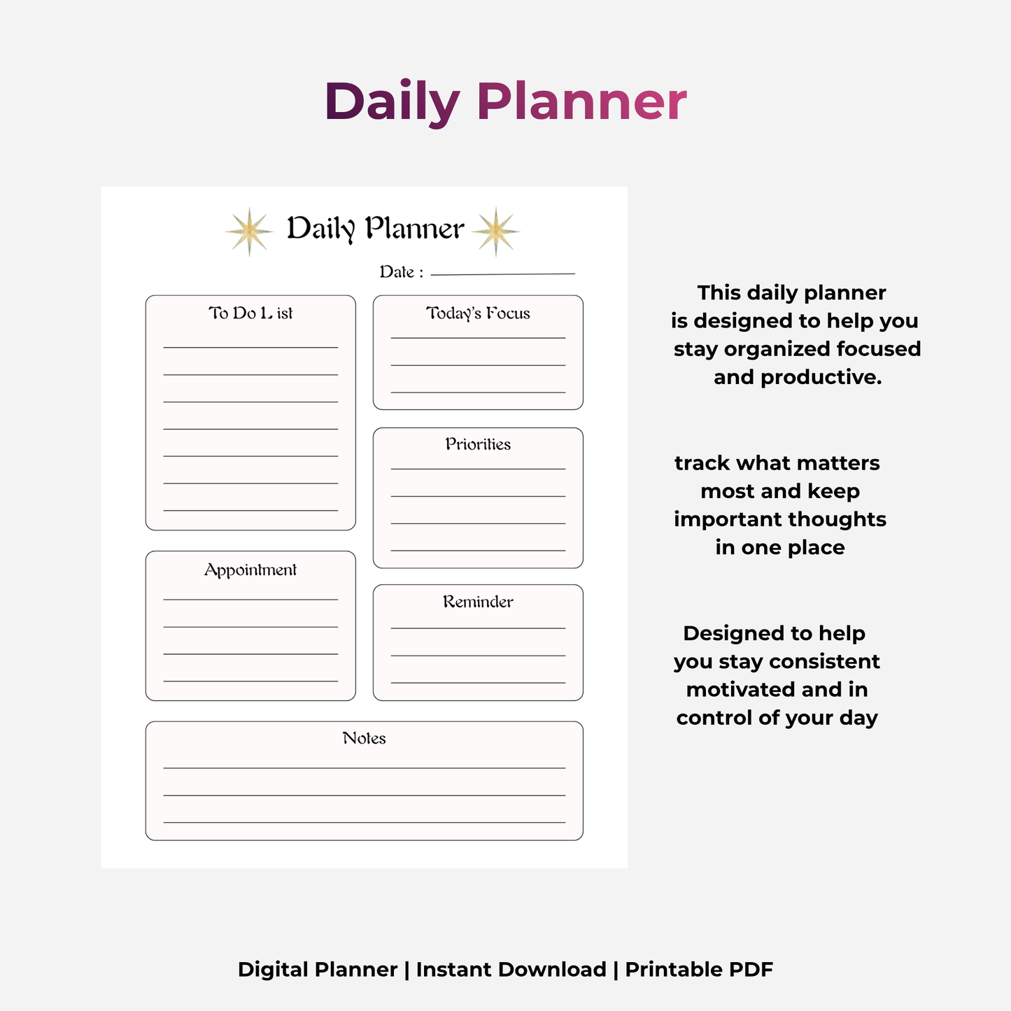 Daily Planner — To Do & Notes
