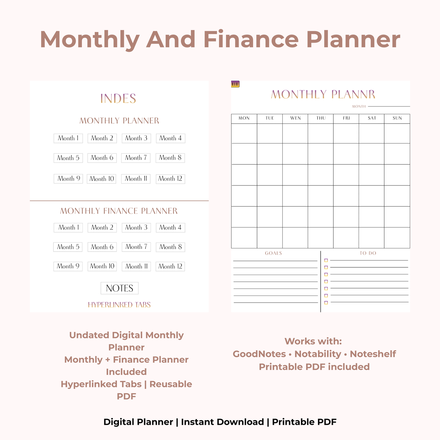 Digital Monthly Planner — GoodNotes