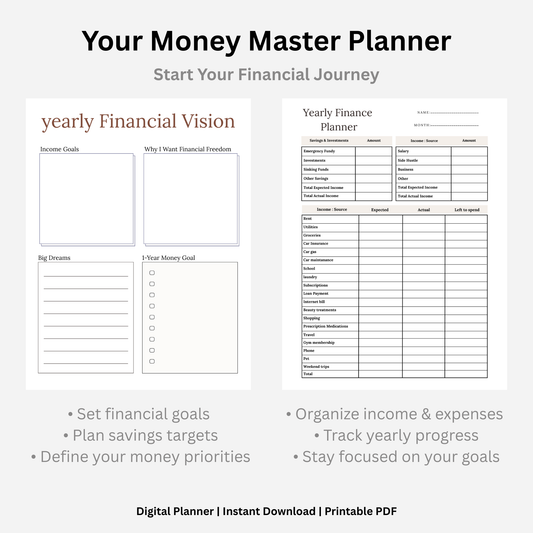 Ultimate Digital Finance Planner – Track, Save & Achieve Your Financial Goals – Instant Download – Digital Budget Planner