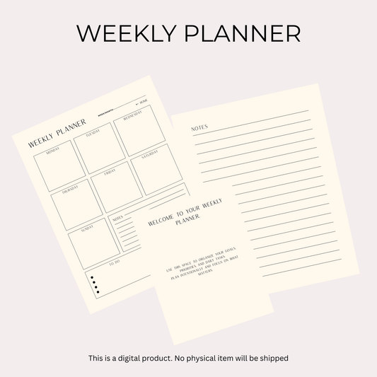 Minimalist Weekly Digital Planner – Organize Your Week with Clarity Instant Download