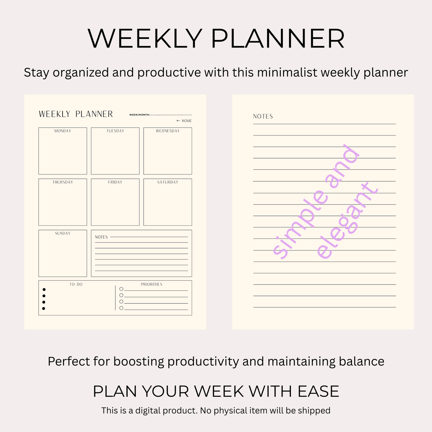 Minimalist Weekly Digital Planner