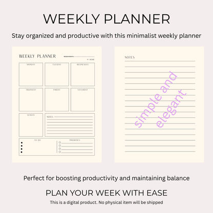 Minimalist Weekly Digital Planner