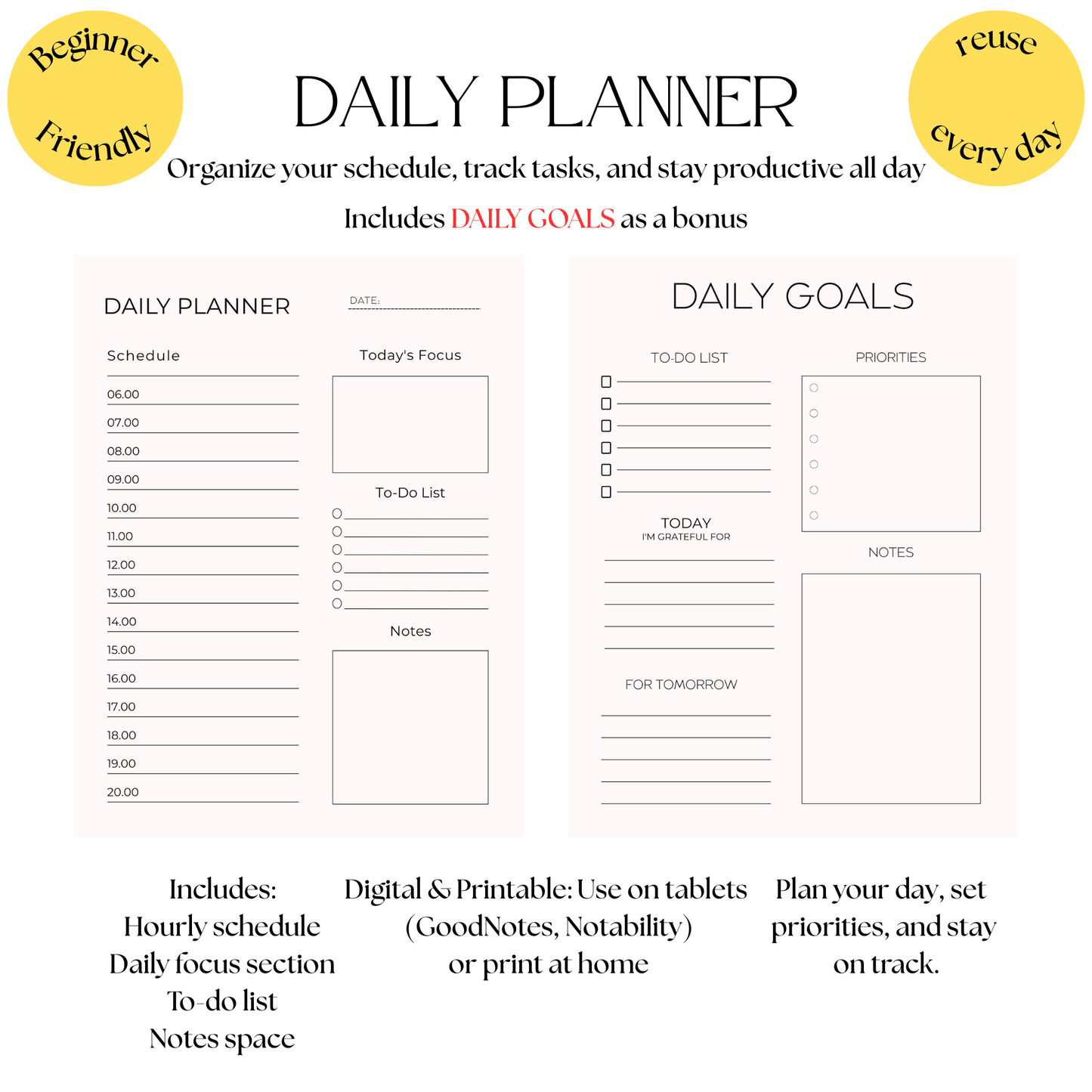 Simple & Elegant Daily Planner